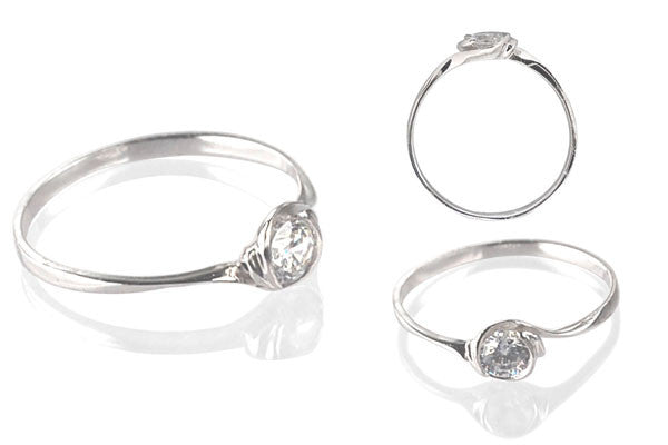 Cubic Zirconia Sterling Silver 4mm Round Solitaire