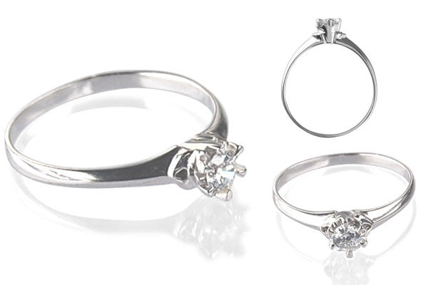 Cubic Zirconia Sterling Silver 3.5mm Round Solitaire with 6 Prongs