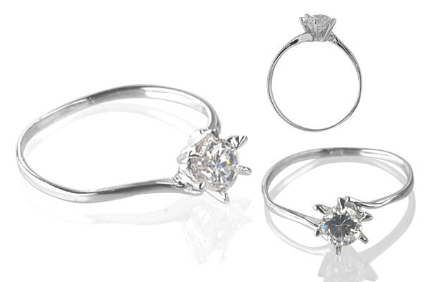 Cubic Zirconia Sterling Silver 5mm Round Solitaire 6 Prongs