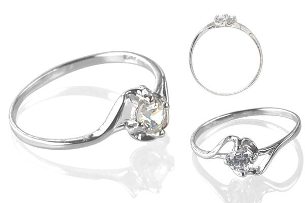 Cubic Zirconia Sterling Silver 4mm Round Solitaire