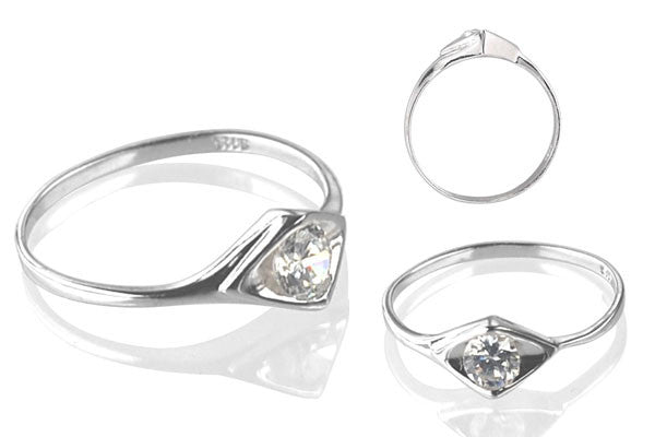 Cubic Zirconia Sterling Silver 4.5mm Round Solitaire in Concave