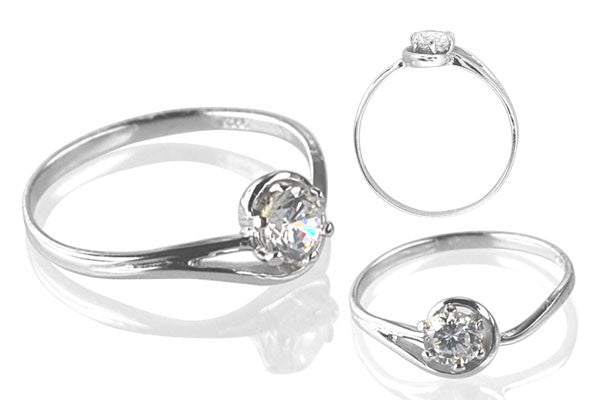 Cubic Zirconia Sterling Silver 4.5mm Round Solitaire