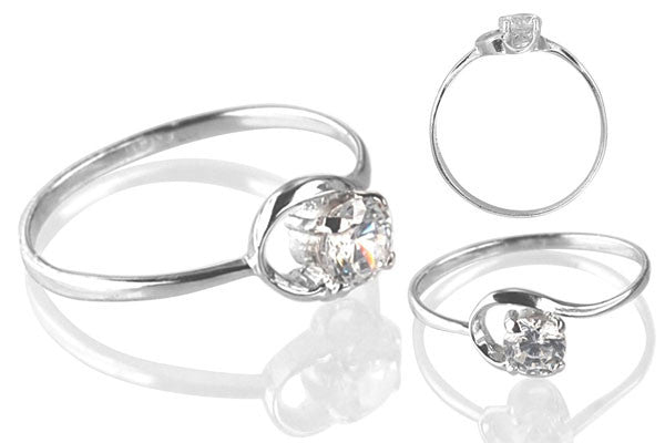 Cubic Zirconia Sterling Silver 4.5mm Round Solitaire