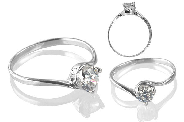 Cubic Zirconia Sterling Silver 5mm Round Solitaire