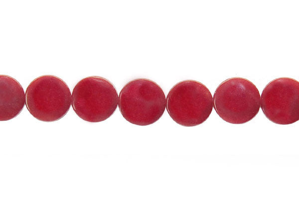 Colored Jade Red Button Beads, 16-Inch Strand, Beads for Jewelry Making