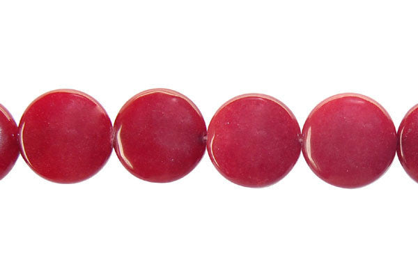 Colored Jade Red Coin Beads, 16-Inch Strand, Beads for Jewelry Making