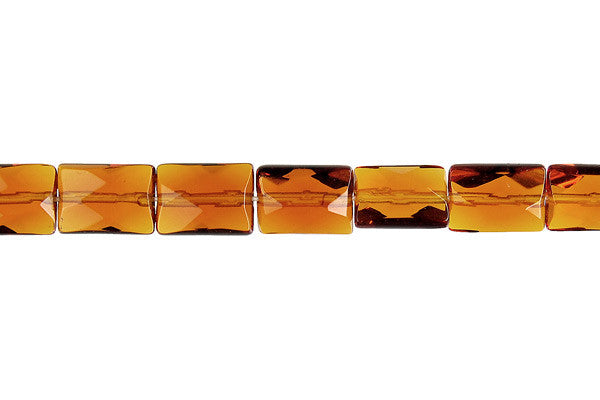 Amber Quartz Glass Rectangle Faceted Beads, 16-Inch Strand, Jewelry Making Supplies