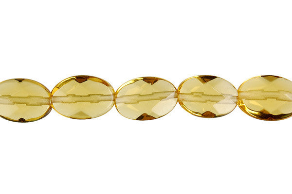 Champagne Quartz Flat Oval Faceted Beads, 16-Inch Strand, Beads for Jewelry Making