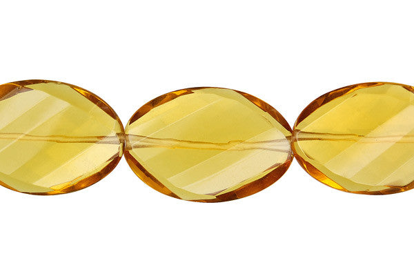 Champagne Quartz Twisted Flat Oval Faceted Beads, 16-Inch Strand, Beads for Jewelry Making