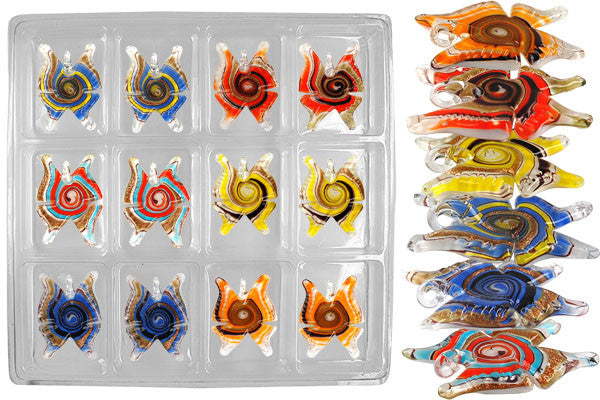 Murano Foil Glass Value Pack Pendant, 38x52mm, 12 Pieces, Pendant for Jewelry Making