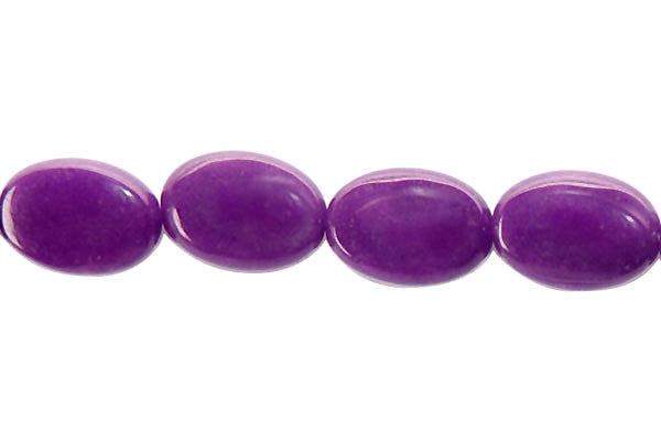 Colored Jade Amethyst Flat Oval Beads, 16-Inch Strand, Beads for Jewelry Making