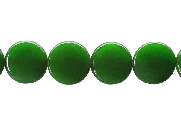 Colored Jade Green Coin Beads, 16-Inch Strand, Beads for Jewelry Making