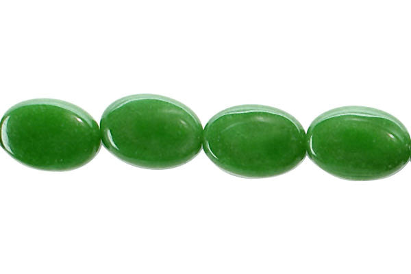 Colored Jade Green Flat Oval Beads, 16-Inch Strand, Beads for Jewelry Making