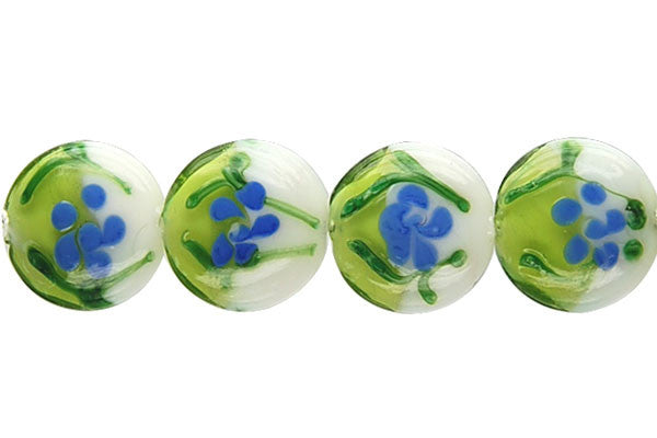 Art Foil Glass Button (B4 Green and White)