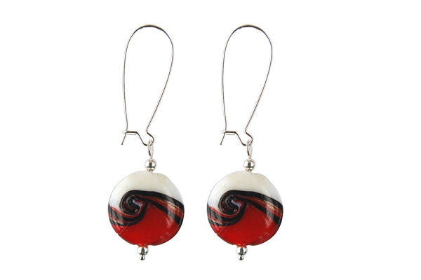 Murano Foil Glass Button with Earrings