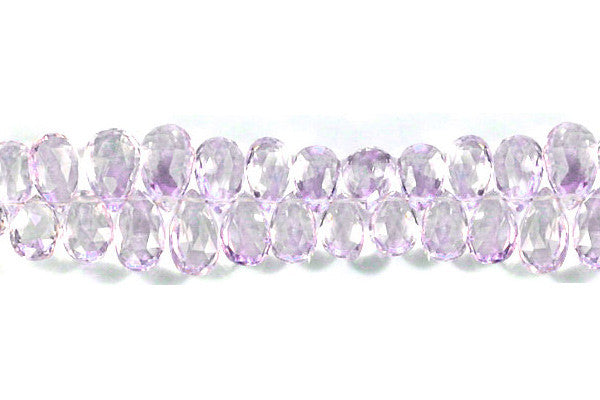 Pink Amethyst Flat Briolette Faceted Beads, 9-Inch Strand, Beads for Jewelry Making