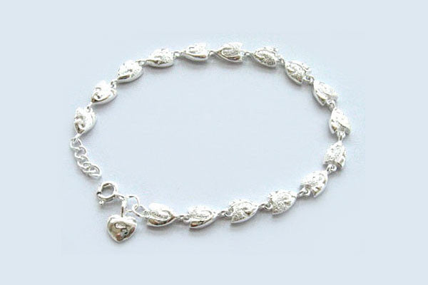 Sterling Silver Two Tone Fish Bracelet, 7"