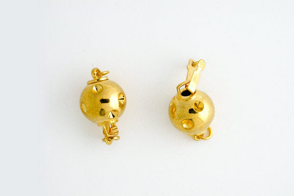 Gold-Plated Concave Bead Clasp, 10.0x16.0mm