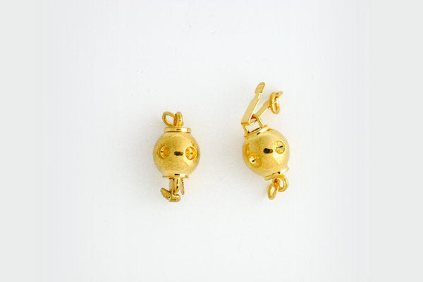 Gold-Plated Concave Bead Clasp, 8.0x14.0mm