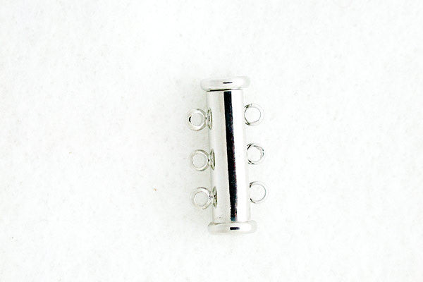 Silver-Plated 3-Strand Tube Clasp, 10.0x20.0mm