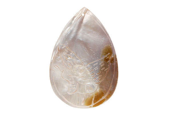 Pendant Shell (White MOP) Carved Butterfly (Flat Briolette)
