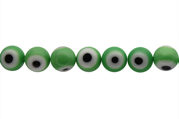 Chevron Glass Bead (Green) Round Eye