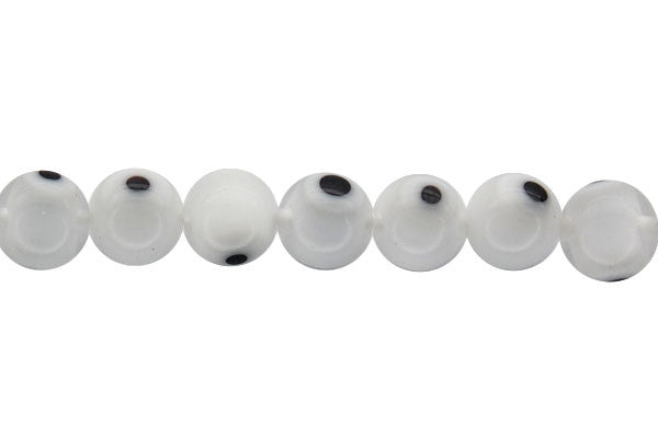 Chevron Glass Beads White Round Eye, 16-Inch Strand, Beads for Jewelry Making