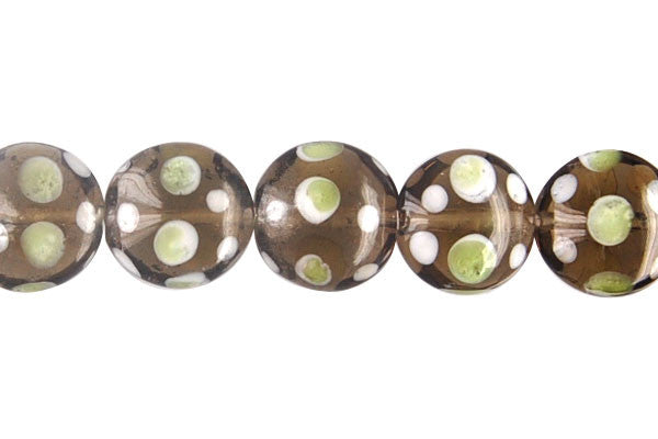 Art Foil Glass Button (Polka-Dotted Gray)