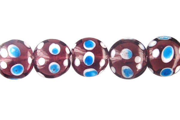 Art Foil Glass Button (Polka-Dotted Purple)