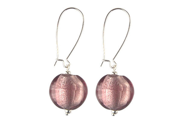 Murano Foil Glass Button Earrings