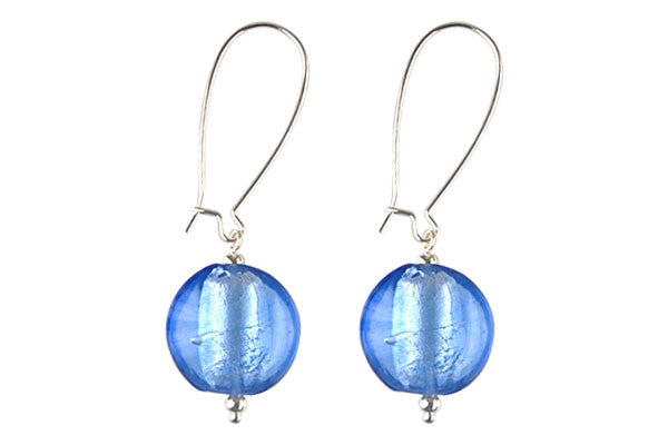 Murano Foil Glass Button Earrings
