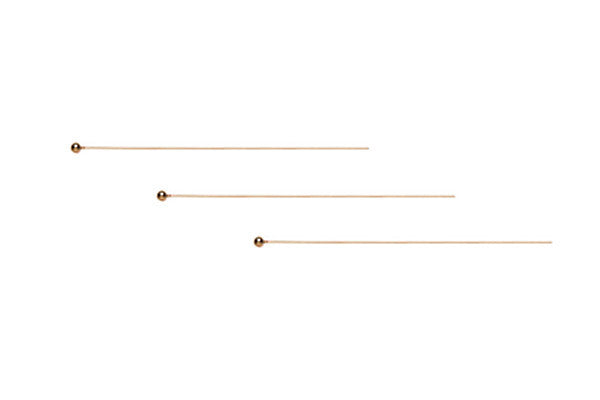 Gold-Plated 24-Gauge Head Pin w/Ball End, 2"