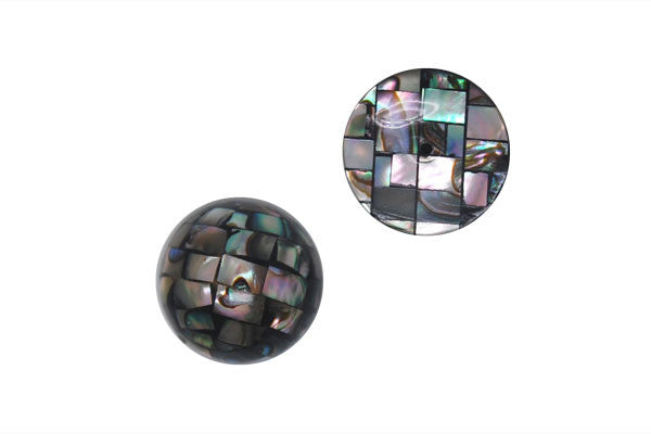 Shell Mosaic Half Drilled Half Round (Black), 16mm