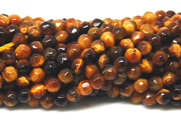 Tiger Eye Round Faceted Beads, 16-Inch Strand, Jewelry Making Supplies