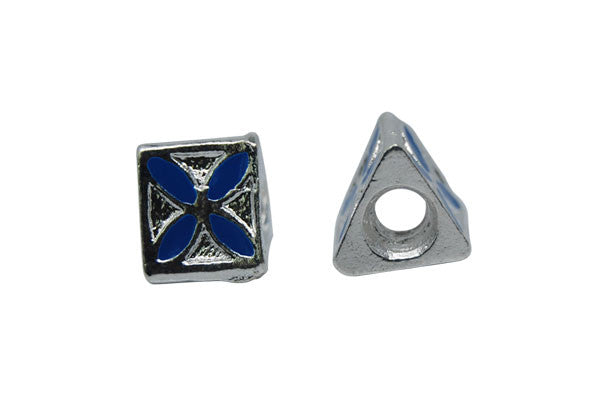 Metal Alloy Beads Triangle W/blue Enamel, 10x10mm