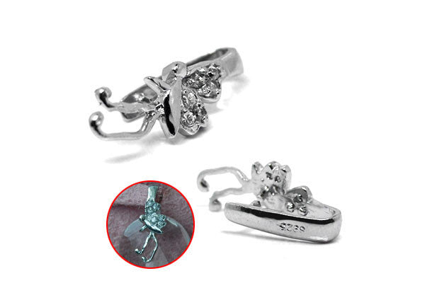 Sterling Silver Fancy Bail w/Rhinestone (Dragonfly), 7x8x20mm