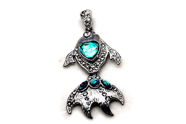Pendant Abalone Gold Fish w/Rhinestone