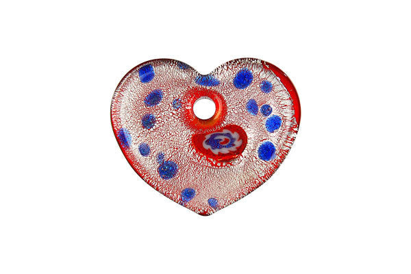 Pendant Murano Foil Glass Flat Heart (YHA03)