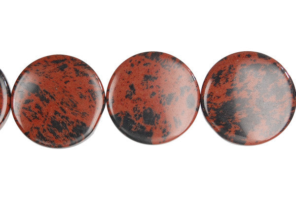 Mahogany Obsidian Coin Beads, 16-Inch Strand, Beads for Jewelry Making