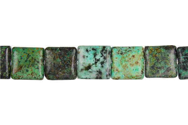 African Turquoise Dark Square Beads, 16-Inch Strand, Jewelry Making Supplies