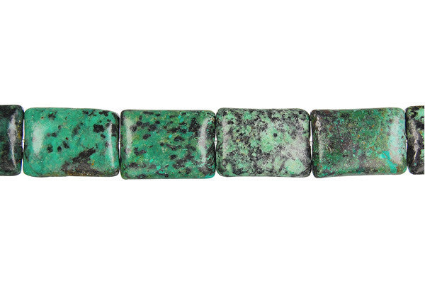 African Turquoise Dark Flat Rectangle Dark Beads, 16-Inch Strand, Jewelry Making Supplies