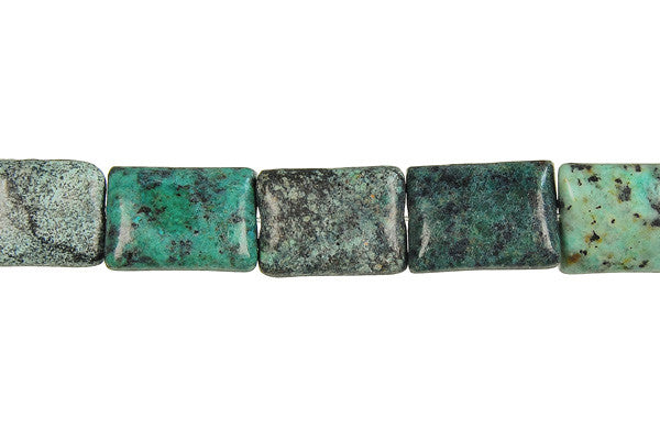 African Turquoise Dark Flat Rectangle Light Beads, 16-Inch Strand, Jewelry Making Supplies