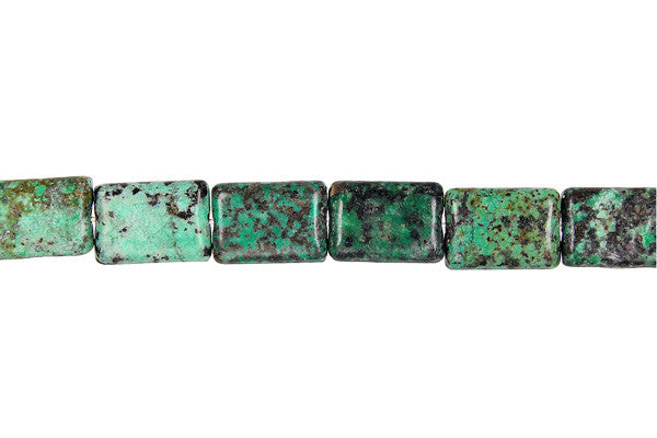 African Turquoise Dark Flat Rectangle Beads, 16-Inch Strand, Jewelry Making Supplies