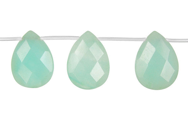 Amazonite Flat Briolette Light Faceted Beads, 8-Inch Strand, Jewelry Making Supplies