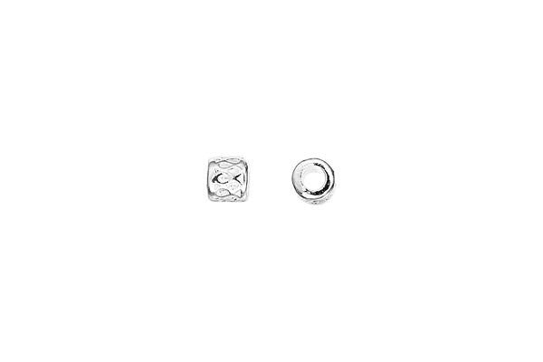 Sterling Silver Ribbon Cylinder Cast Bead, 4.6x4.8mm