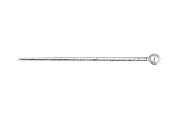 Sterling Silver 24-Gauge Head Pin w/Ball End, 2"