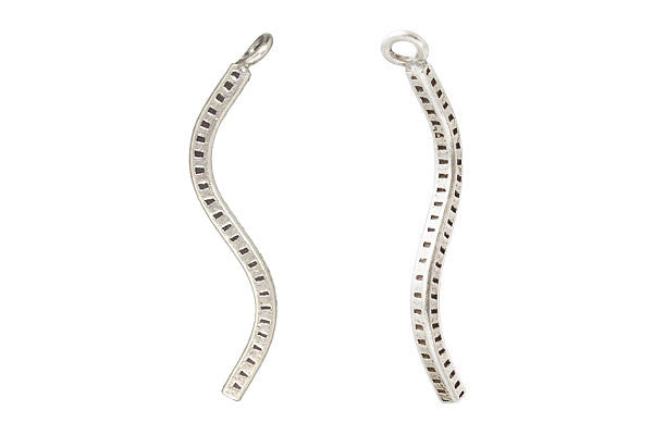 Hill Tribe Silver S-Shaped Pendant Charm, 3.0x25.0mm