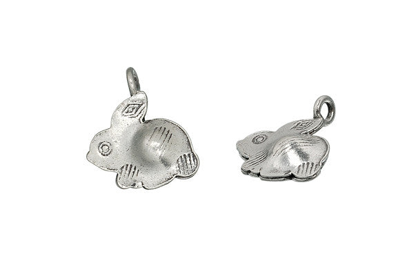 Hill Tribe Silver Rabbit Pendant Charm, 13.0x12.0mm