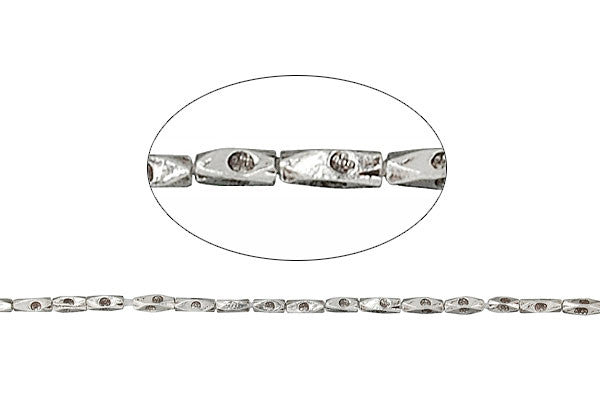 Hill Tribe Silver Faceted Rectangle, 5.0x1.5mm