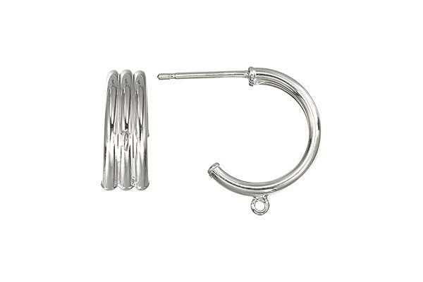 Sterling Silver 15.0mm Triple Hoop, 1.6x15.0mm